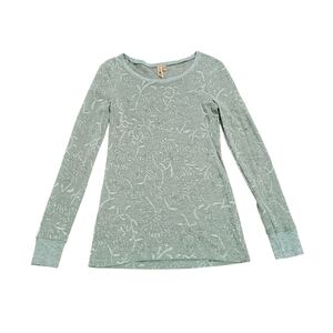 BKE Sheer Burnout Long Sleeve Layering Tee Shirt T-Shirt Size Large Green Top